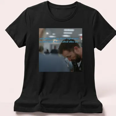 Humorous t-shirt with text about Abbott on the roof, casual style — printed on a women's shirt