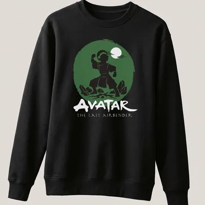 Silhouette of an earthbender with Avatar text in bold lettering — printed on a unisex sweatshirt