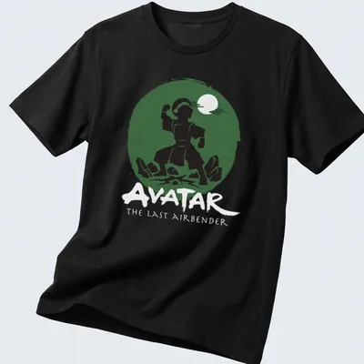 Silhouette of an earthbender with Avatar text in bold lettering