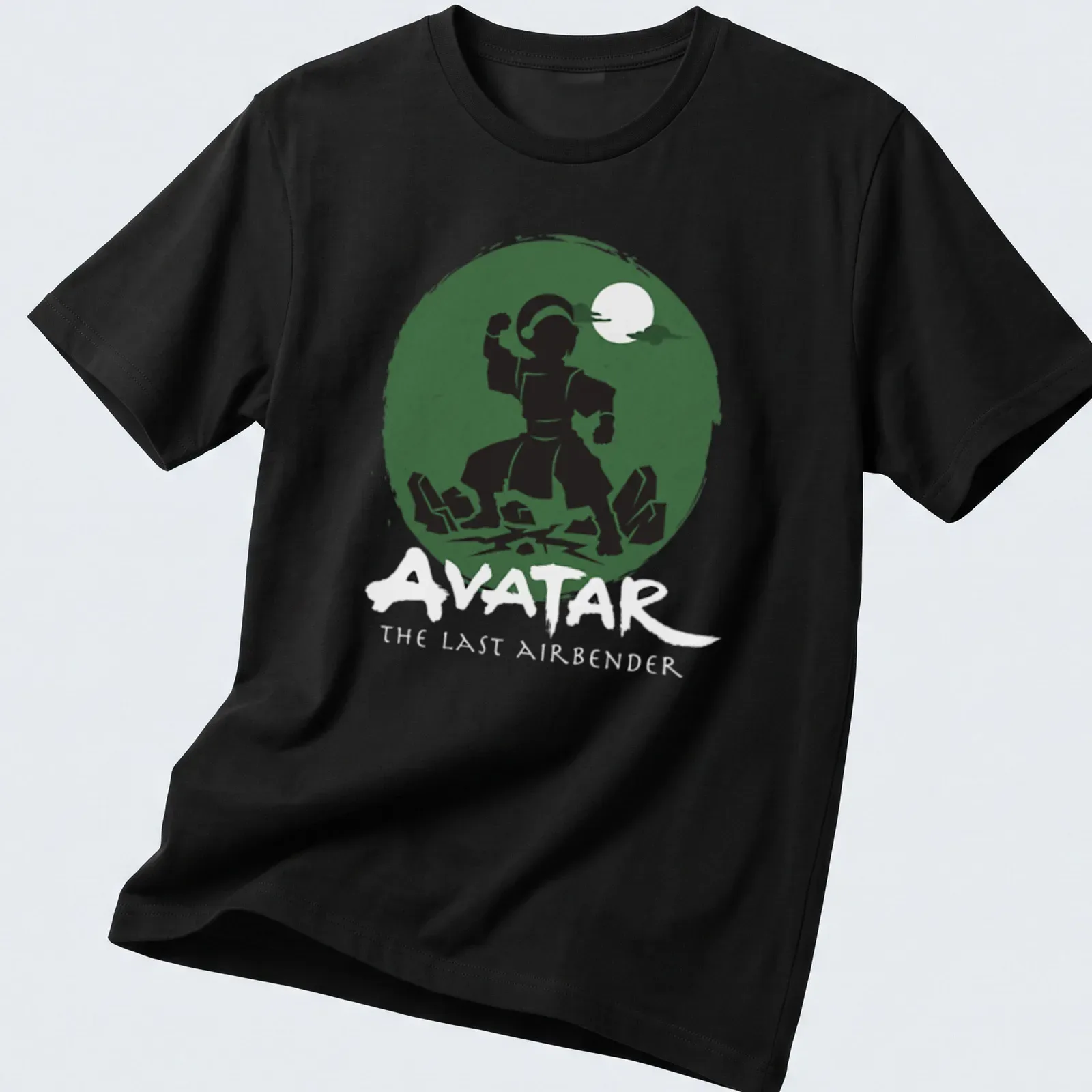 Silhouette of an earthbender with Avatar text in bold lettering — printed on a unisex t-shirt