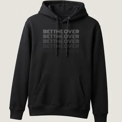 Bold line art sports betting quote on a T-shirt in black and white — printed on a unisex hoodie
