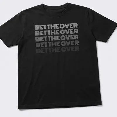 Bold line art sports betting quote on a T-shirt in black and white
