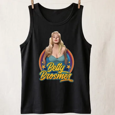Retro pin-up t-shirt featuring Betty Brosmer in vibrant colors. — printed on a tank top