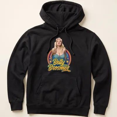 Retro pin-up t-shirt featuring Betty Brosmer in vibrant colors. — printed on a unisex hoodie