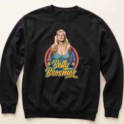 Retro pin-up t-shirt featuring Betty Brosmer in vibrant colors. — printed on a unisex sweatshirt
