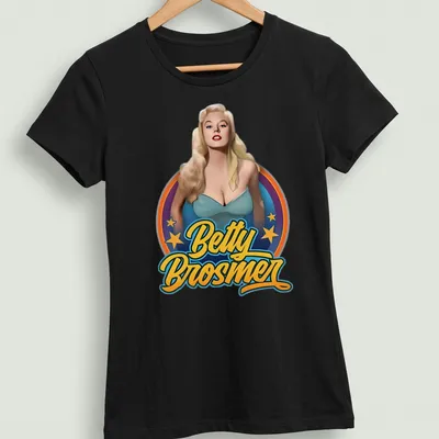 Retro pin-up t-shirt featuring Betty Brosmer in vibrant colors. — printed on a women's shirt