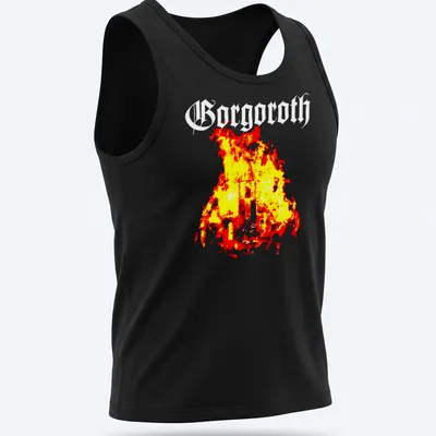Grunge style tee featuring a fire silhouette and the word 'Sorcery' in bold text — printed on a tank top