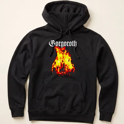 Grunge style tee featuring a fire silhouette and the word 'Sorcery' in bold text — printed on a unisex hoodie
