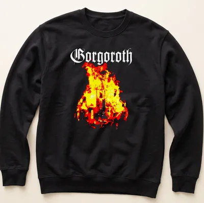 Grunge style tee featuring a fire silhouette and the word 'Sorcery' in bold text — printed on a unisex sweatshirt