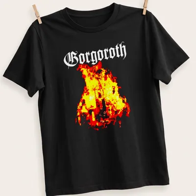 Grunge style tee featuring a fire silhouette and the word 'Sorcery' in bold text
