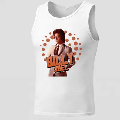 Vintage-style t-shirt featuring Billy Joel in warm tones — printed on a tank top