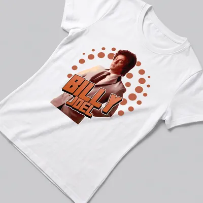 Vintage-style t-shirt featuring Billy Joel in warm tones — printed on a women's shirt