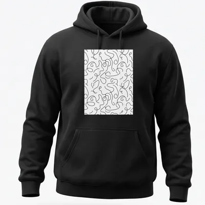 Abstract black and white line patterns in a minimalist design. — printed on a unisex hoodie