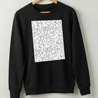 Abstract black and white line patterns in a minimalist design. — printed on a unisex sweatshirt