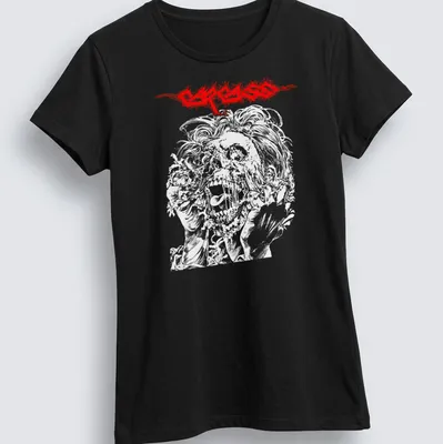 Line art horror T-shirt featuring a character and the text C R A C K in red and white — printed on a women's shirt