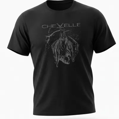 Sketch of a bat hanging upside down from a branch with the word CHEVELLE — printed on a unisex t-shirt