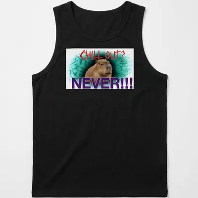 Ironic grunge tee featuring a defiant capybara and bold text — printed on a tank top