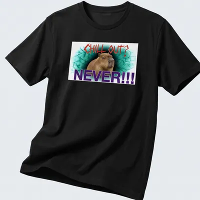 Ironic grunge tee featuring a defiant capybara and bold text — printed on a unisex t-shirt