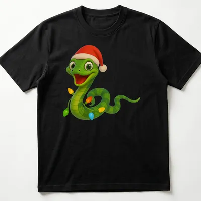 Kawaii cartoon Boomslang snake with colorful Christmas lights