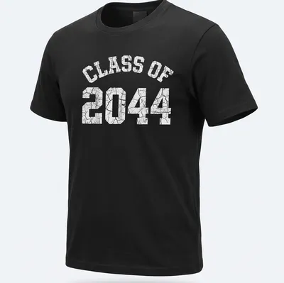 Bold typography 'CLASS OF 2044' over a starry night sky design