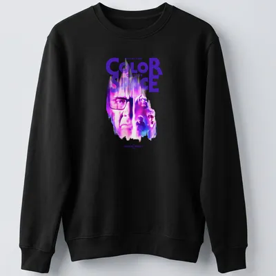 Nicolas Cage Color Out Of Space film t-shirt with vibrant colors and surreal art — printed on a unisex sweatshirt
