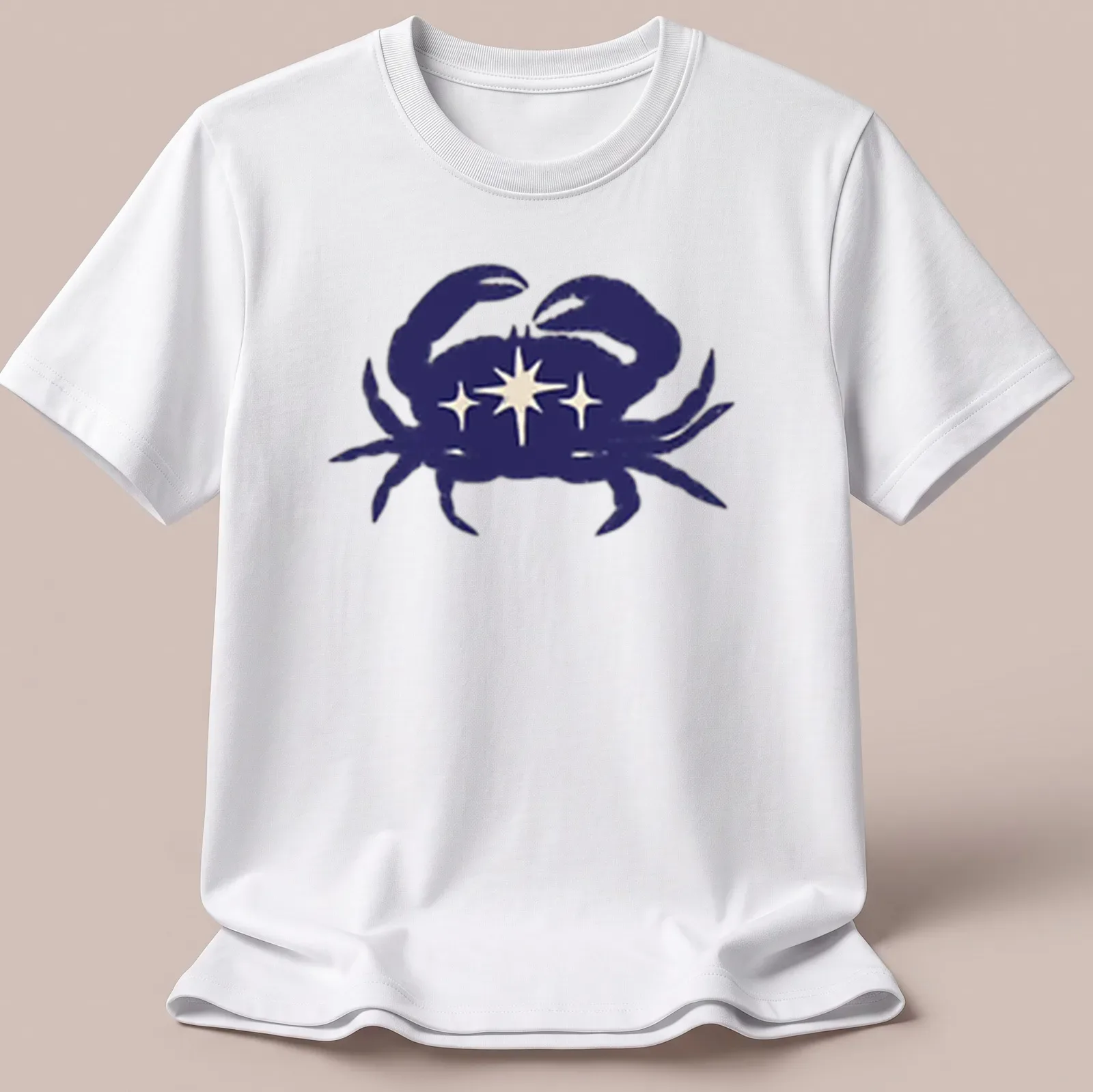 Illustration of a blue crab representing Cancer zodiac on a — printed on a unisex t-shirt