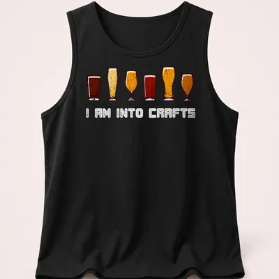 Vintage distressed t-shirt featuring beer glasses and text 'I Am Into Crafts' — printed on a tank top
