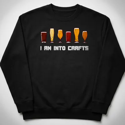 Vintage distressed t-shirt featuring beer glasses and text 'I Am Into Crafts' — printed on a unisex sweatshirt