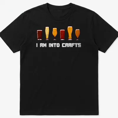 Vintage distressed t-shirt featuring beer glasses and text 'I Am Into Crafts' — printed on a unisex t-shirt