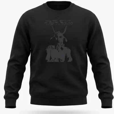 Distressed illustration of a goat creature with the text CURSED in bold letters — printed on a unisex sweatshirt