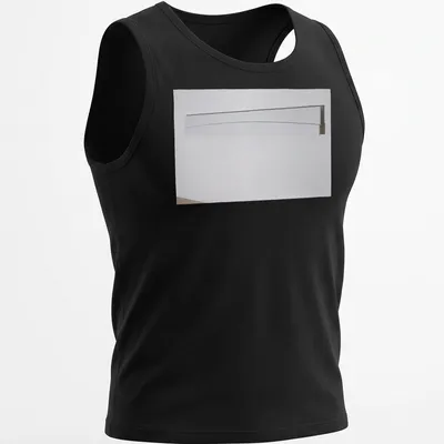 Minimalist illustration of a curved wall panel in white — printed on a tank top