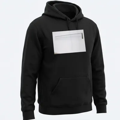 Minimalist illustration of a curved wall panel in white — printed on a unisex hoodie