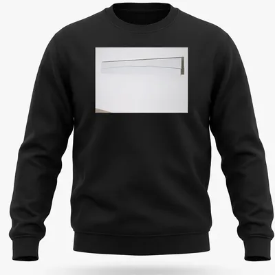 Minimalist illustration of a curved wall panel in white — printed on a unisex sweatshirt