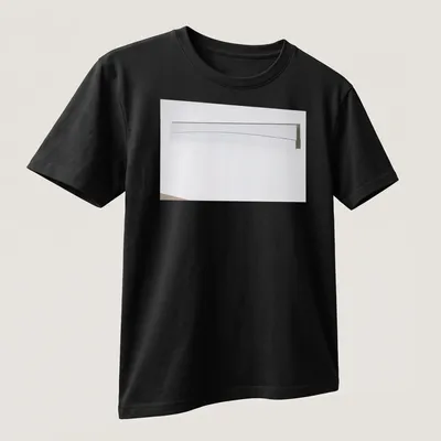 Minimalist illustration of a curved wall panel in white — printed on a unisex t-shirt (angled view)