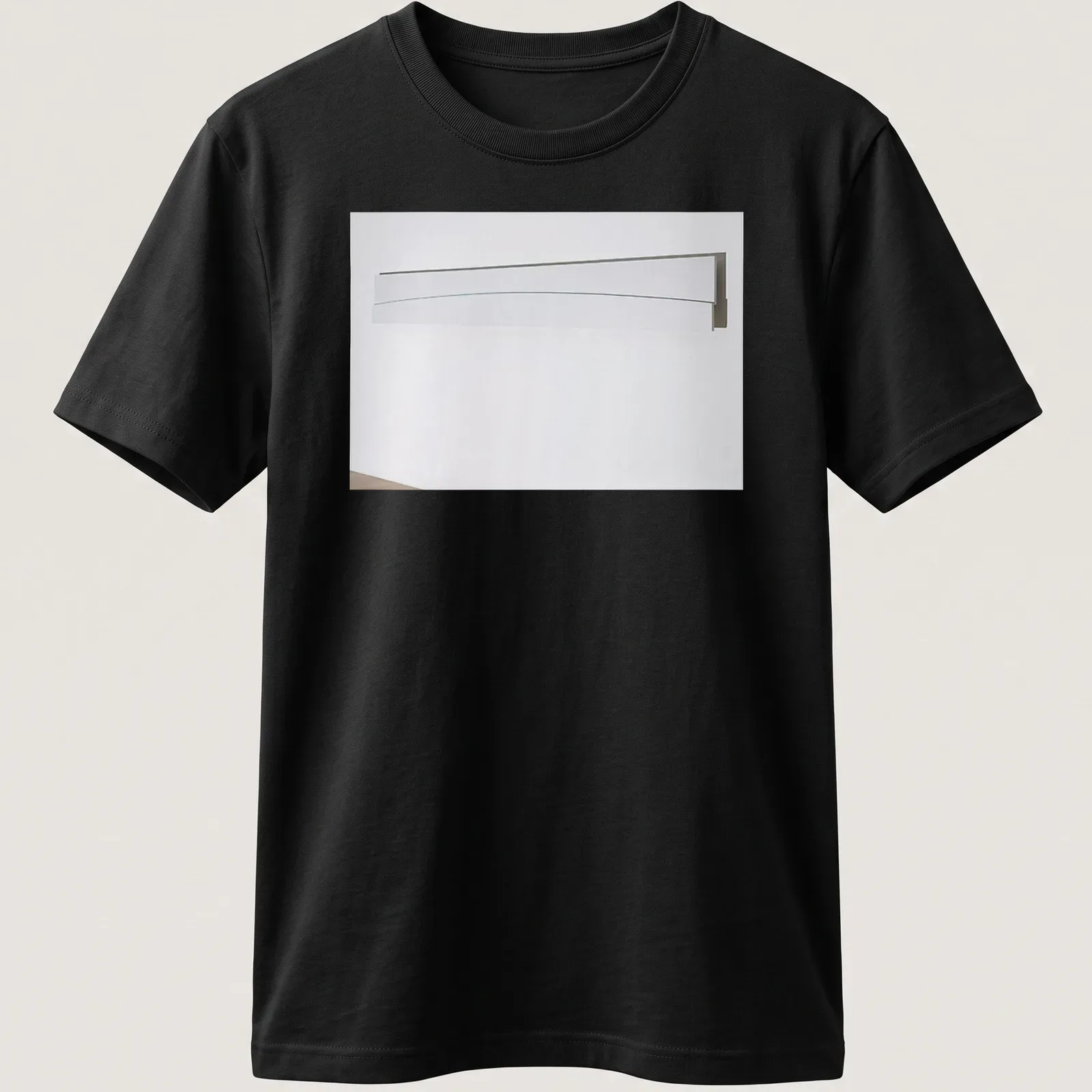 Minimalist illustration of a curved wall panel in white — printed on a unisex t-shirt