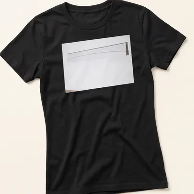 Minimalist illustration of a curved wall panel in white — printed on a women's shirt