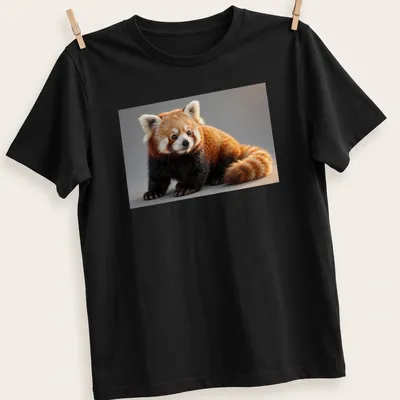 Realistic illustration of a cute red panda in orange, black, white, and brown tones