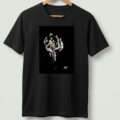 Abstract map art featuring dancers in motion with vibrant colors — printed on a unisex t-shirt