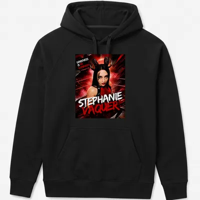 Bold shirt featuring a female character with horns and dramatic colors — printed on a unisex hoodie