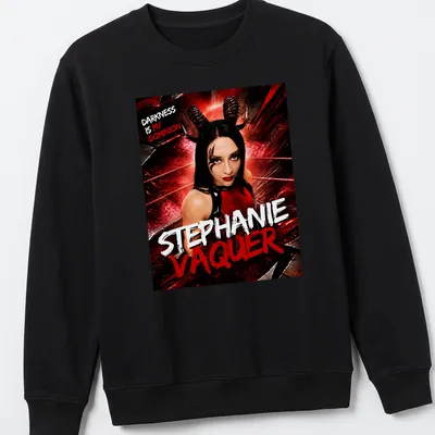 Bold shirt featuring a female character with horns and dramatic colors — printed on a unisex sweatshirt