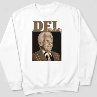 Vintage T-shirt featuring Del McCoury in brown and beige tones — printed on a unisex sweatshirt