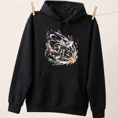 Anime-style shirt featuring a female character from Demon Slayer in vibrant colors — printed on a unisex hoodie
