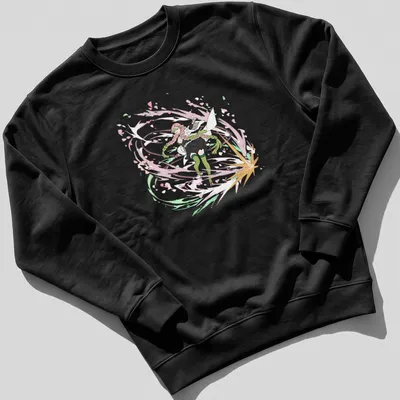 Anime-style shirt featuring a female character from Demon Slayer in vibrant colors — printed on a unisex sweatshirt