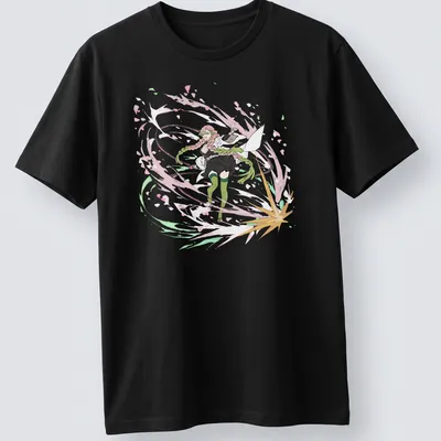 Anime-style shirt featuring a female character from Demon Slayer in vibrant colors