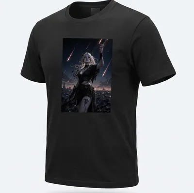 Dark fantasy illustration of a demon with long hair beneath a meteor shower