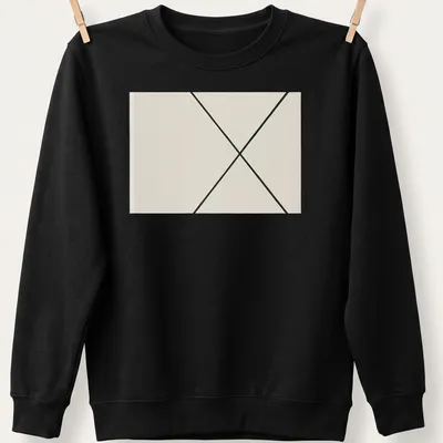 Minimalist T-shirt featuring diagonal lines in cream and black. — printed on a unisex sweatshirt