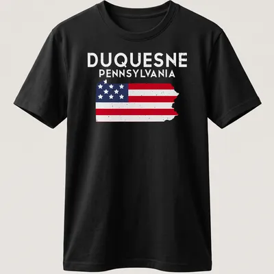 Distressed Duquesne Pennsylvania state flag t-shirt with bold lettering — printed on a unisex t-shirt