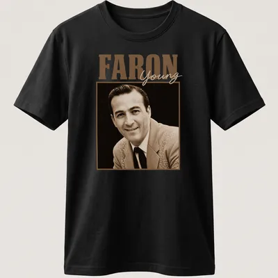 Vintage sepia Faron Young T-shirt with classic colors and style