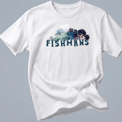 Photographic design of Fishmans band members in nature with stylized text