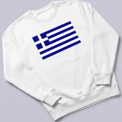 Simple illustration of the Greek flag in dark blue and white stripes — printed on a unisex sweatshirt